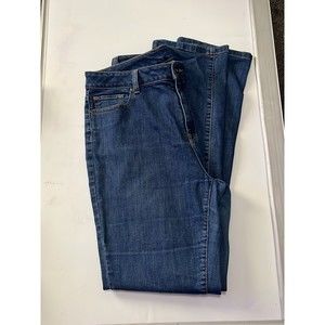 LL Bean Jeans Classic Fit Dark Wash Blue Denim Straight Leg Womens size 12 tall